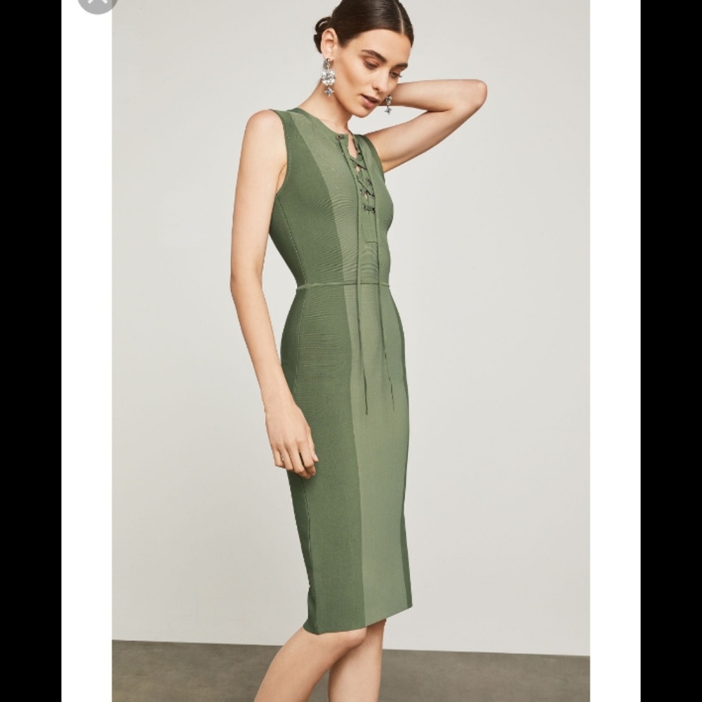 BCBGMAXAZARIA Green Bodycon Safari Dress XS